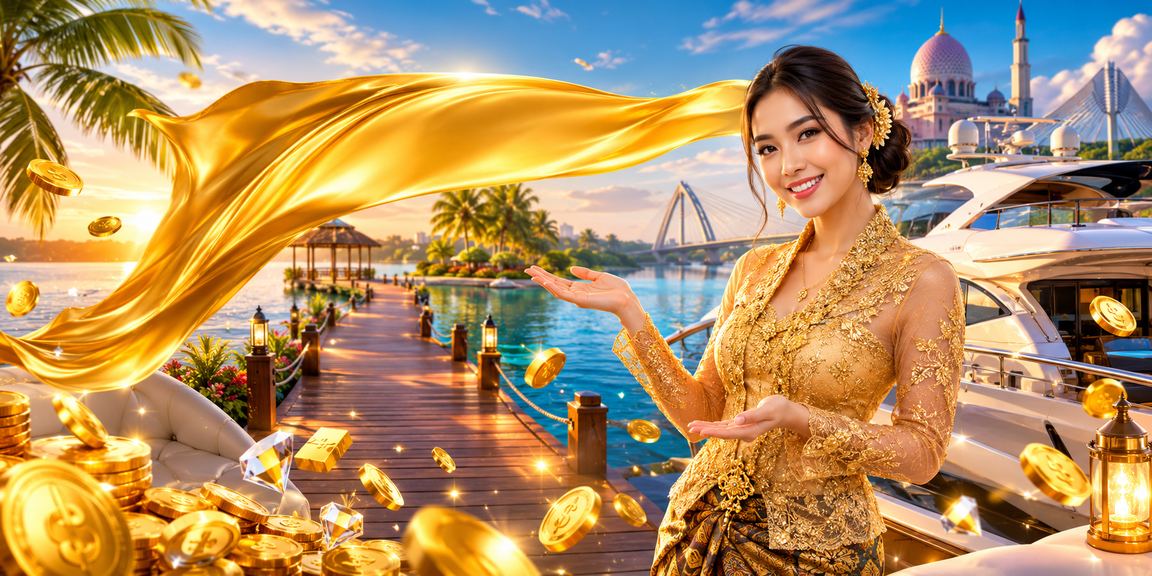 Woman in kebaya using her phone to play slots in Putrajaya